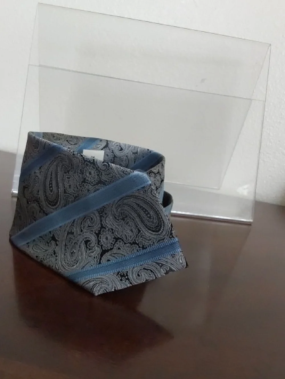 Pronto Uomo Silver Gray and Light Blue Paisley Diagonal‎ Stripe Silk Tie